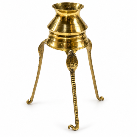 RATO BHALE Brass Shivling Jal Dhaari Stand with Lota 6"